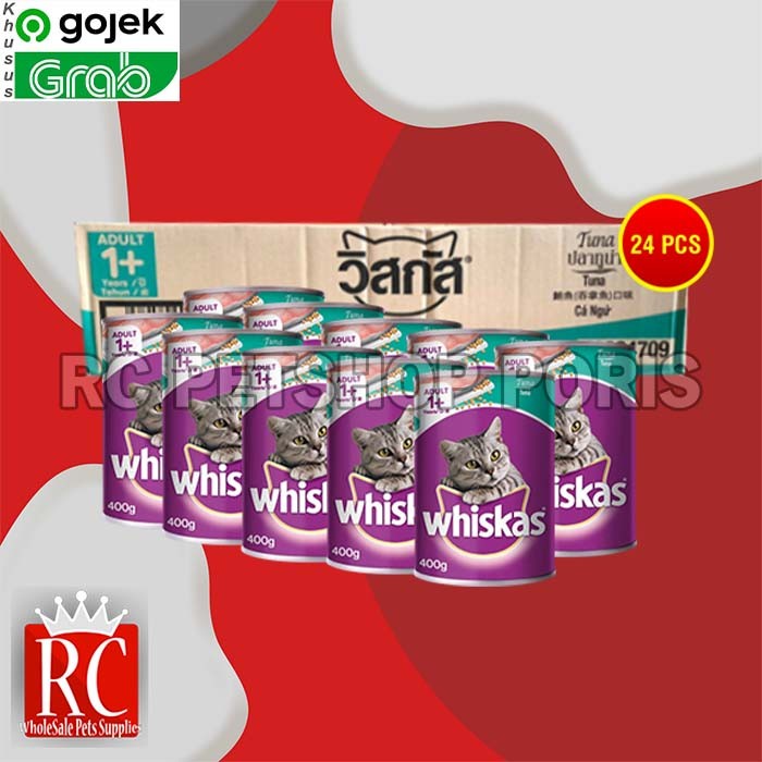 GOSEND Makanan Kucing Whiskas Kaleng Wetfod Grosir Dus Isi 24 PCS 400GR