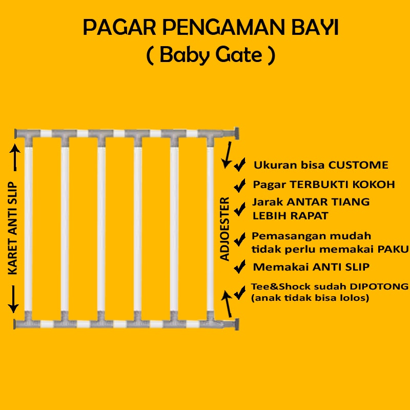 Pagar pengaman bayi / pagar bayi / pagar pintu pengaman bayi / Baby Gate / Baby safety gate