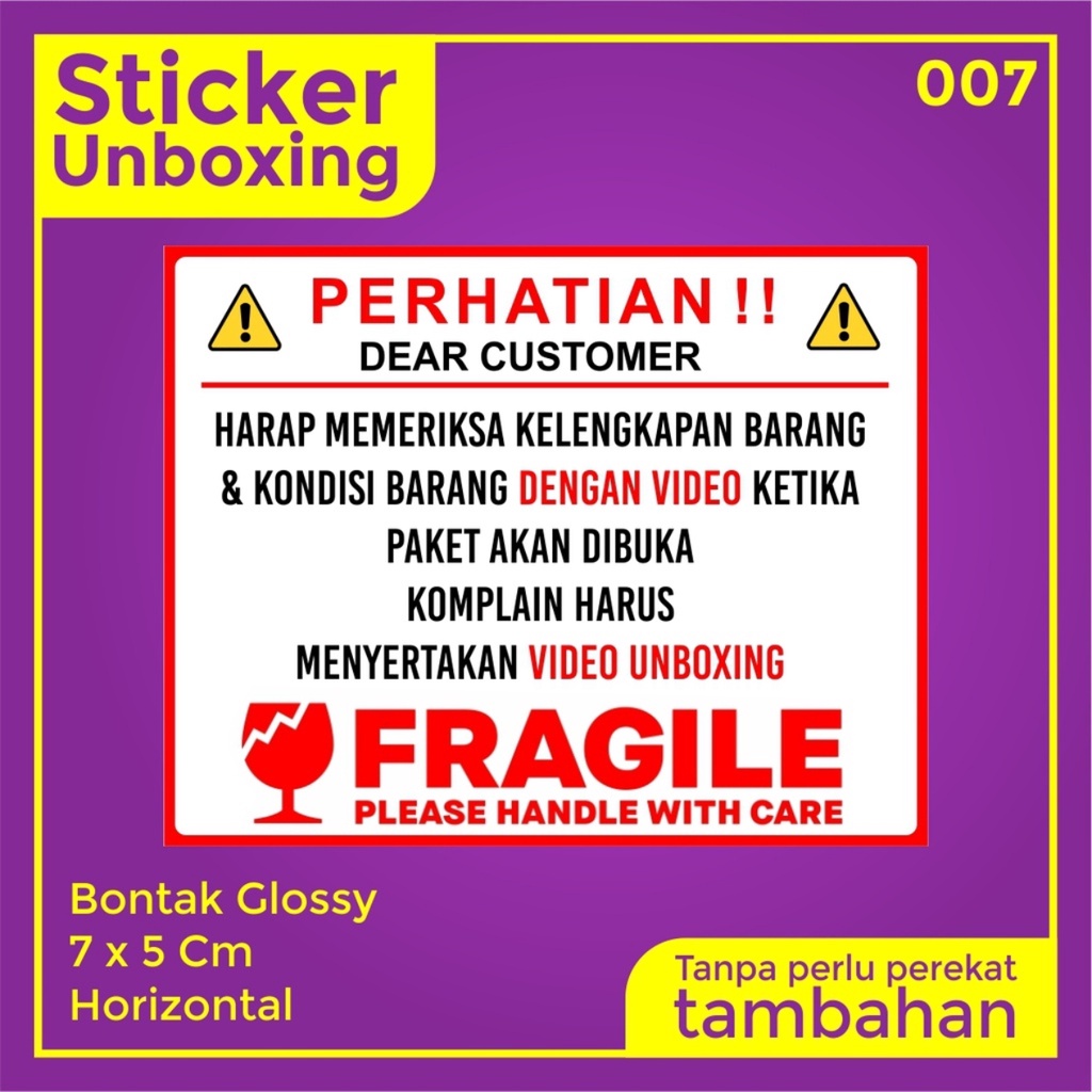 Stiker Video Unboxing / Stiker Unboxing / Sticker Fragile / Stiker Label Pengiriman-007