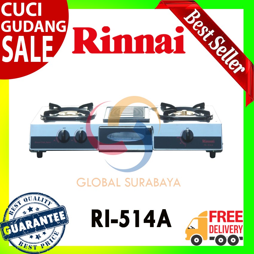 Kompor Gas Rinnai 2 Tungku - RI 514 A
