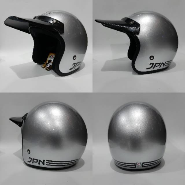 Helm Jpn retro Silver Gloss pet panjang