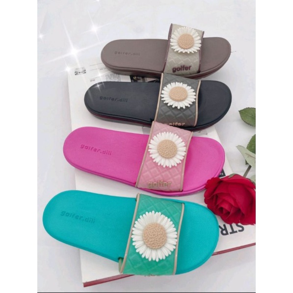 SANDAL Slip On Wanita Bahan Karet Tidak Licin Simple Murah 601 Ukuran36 37 38 39 40