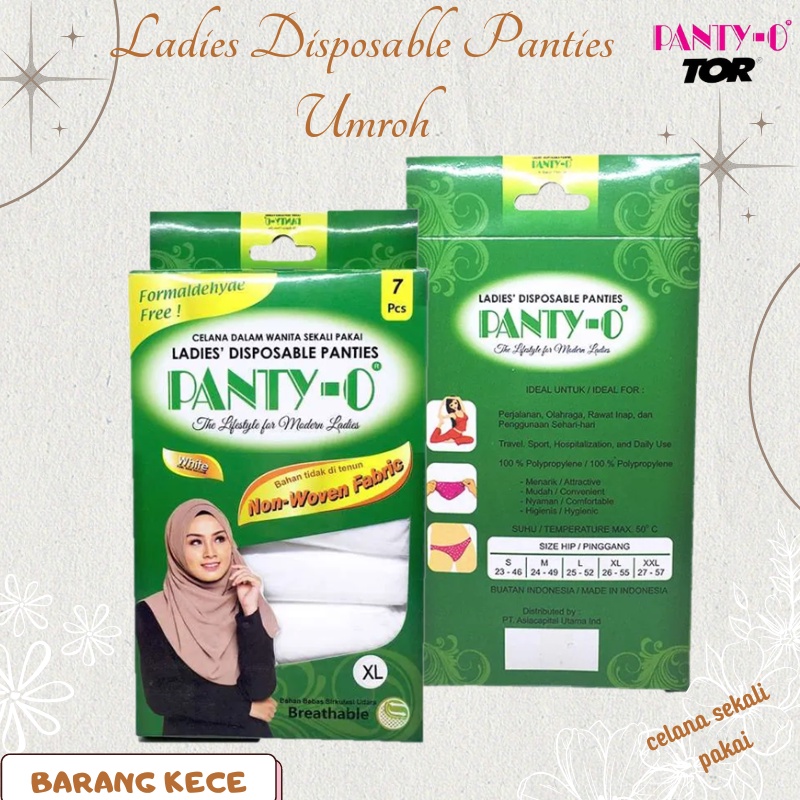 Panty O CD Celana Dalam Polos Wanita Sekali Pakai Ladies Disposable Underwear Berpergian Umroh Bahan