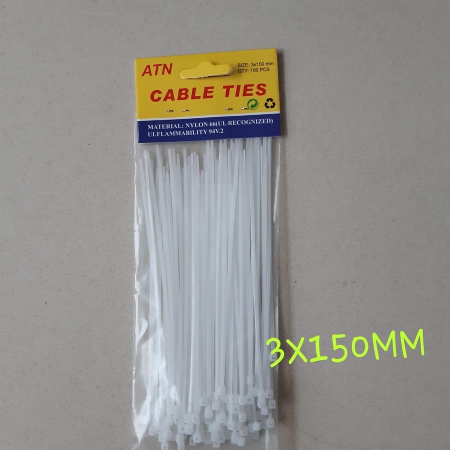 Kabel Ties 15 cm (3x150 mm) /Cable tie/Kabel Tis Putih/Hitam