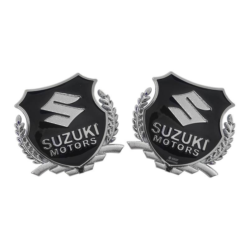 2 X Metal SUZUKI MOTORS Logo Car Auto Side Window Decorative Emblem Badge Sticker Decal For SUZUKI