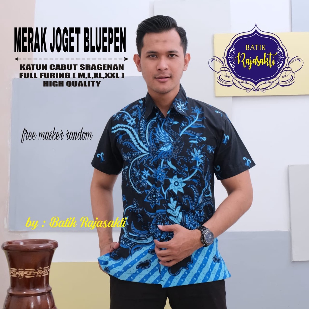 MERAK JOGET BLUE Kemeja Batik Solo Pria PREMIUM Lengan Panjang Katun Halus BATIK RAJASAKTI Vijay permata biru argo lawu Prastowo Proboseto Rajaswa Jayanegara Mahesa Joglo ungu  Suket Segoro mahkota