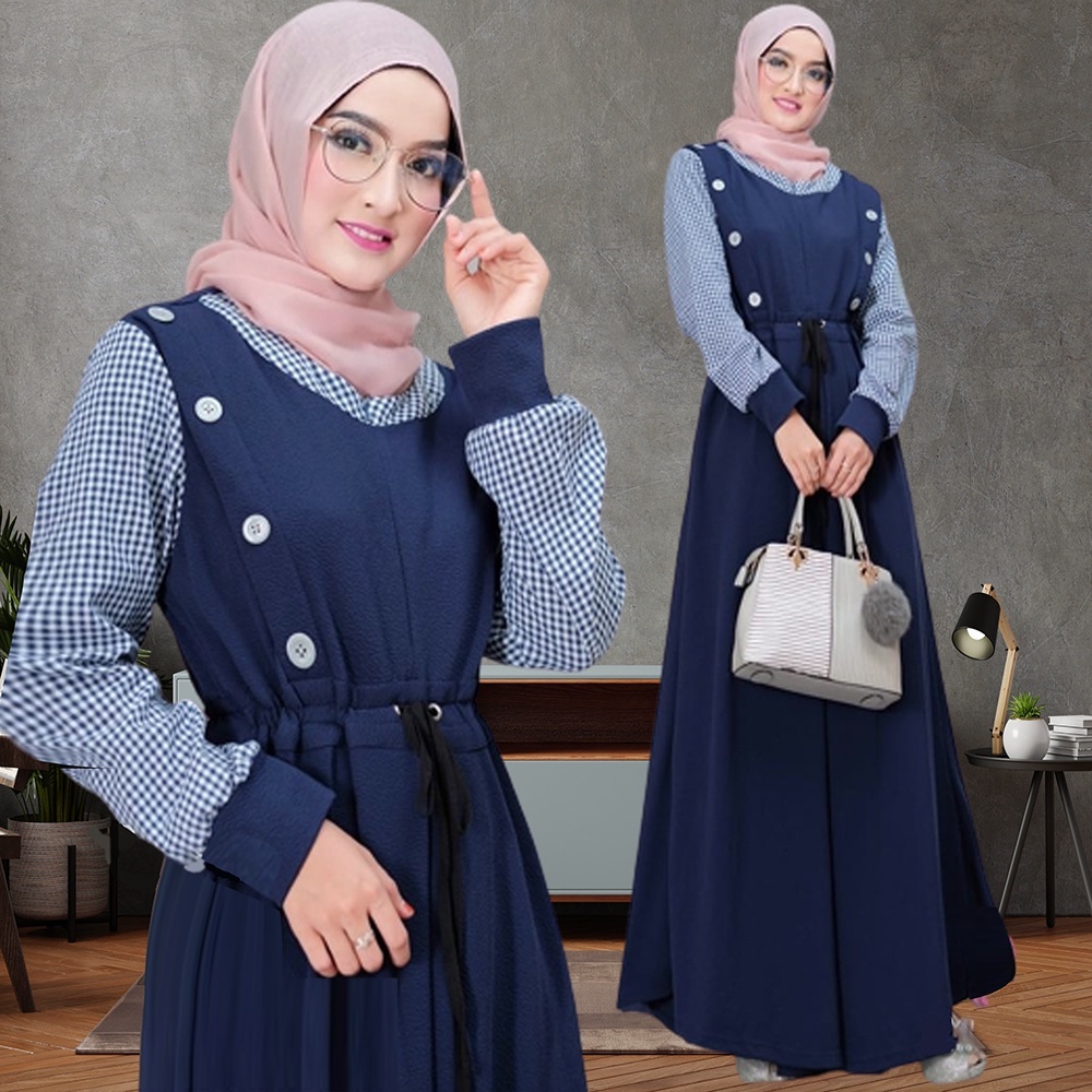 Dress Wanita Najibah BG0077 Gamis Syari Putih Benhur Abu Toska Navy Maroon Muslim Modis Modern White