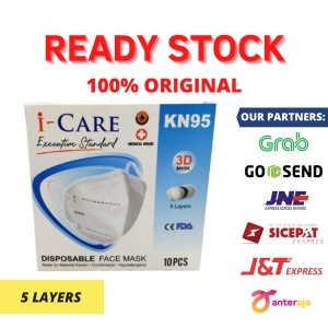 Masker 5ply KN95 Warna Earloop I-Care 3D Mask Isi 10 pc