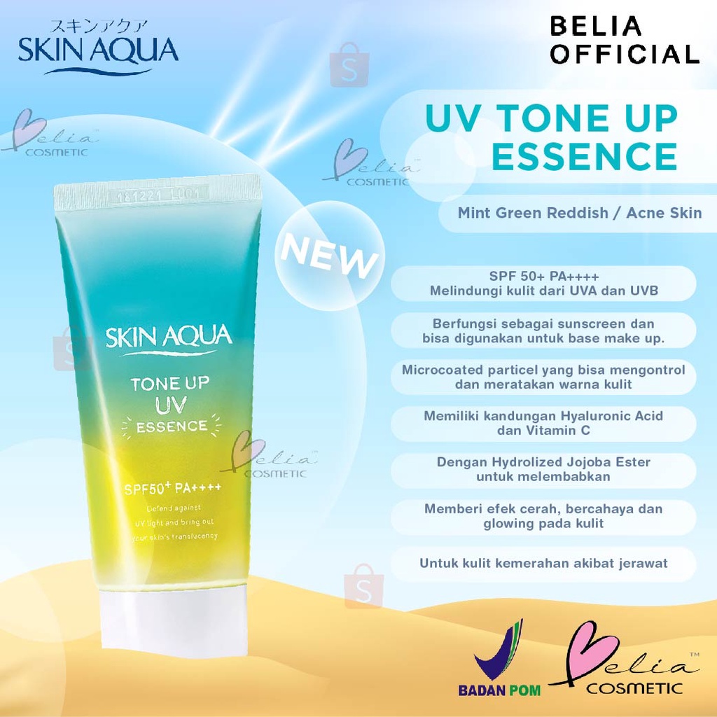 Jual ❤ BELIA ❤ SKIN AQUA Tone Up UV Essence UV Moisture Milk SPF 50+  PA+++ 40g Moist Gel SPF 30 sunscreen sun block screen Skin Aqua UV Mist  Light