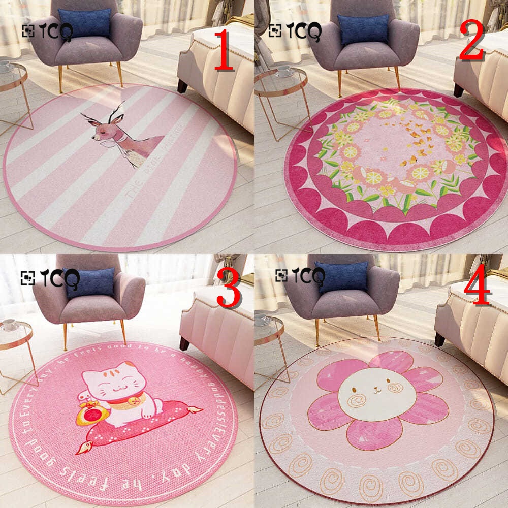 Karpet Bentuk Bulat Motif Kartun Warna Pink Untuk Ruang Tamu Shopee Indonesia