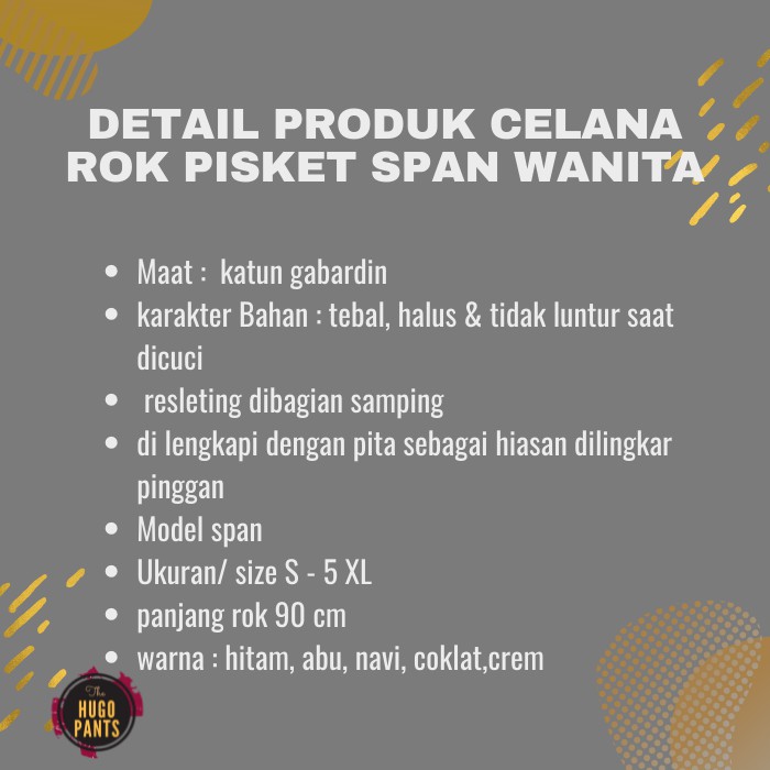 Rok span panjang plisket kerja jumbo bawahan wanita kantor bahan katun gabardin murah