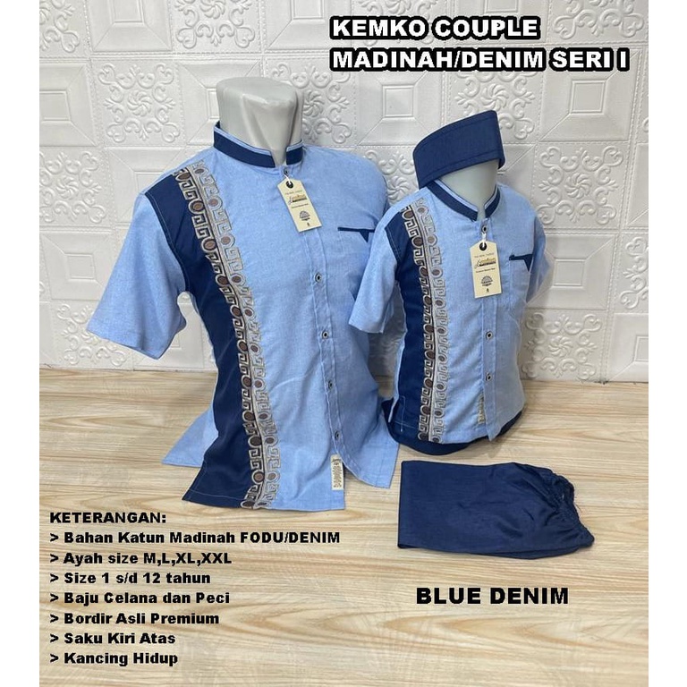 AGNINA_ kEMEJA Koko Couple Ayah Anak - Atasan Muslim Pria Bordir - Sarimbit Lebaran Kembaran Murah