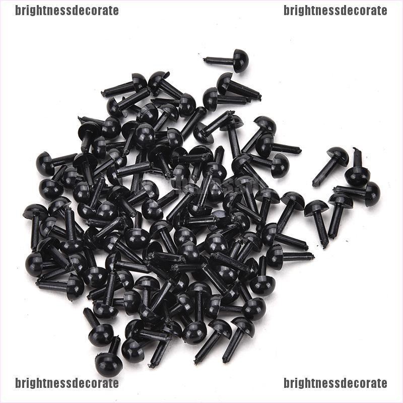 brigid Set 100Pcs Tusukan Mata Warna Hitam Bahan Plastik untuk Boneka Beruang, 4 Ukuran