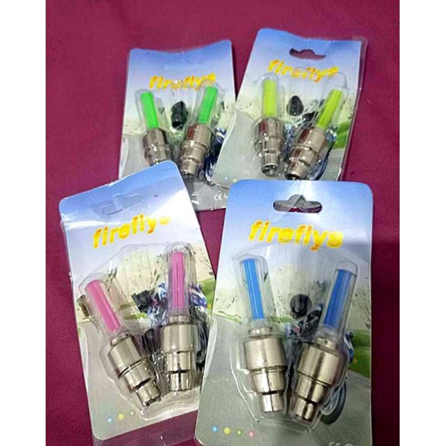 Tutup Pentil LED 1 Pasang Lampu Hias Ban Sepeda Motor Mobil Warna Keren