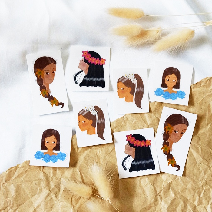 

Girls & Flowers Illustrated Individual Sticker - Stiker Bujo Planner Journal Stickers
