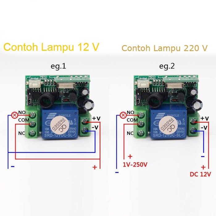 RF433 RF 433 433MHZ Wireless Relay Switch 1CH Remote Control Saklar sudah dapat remot