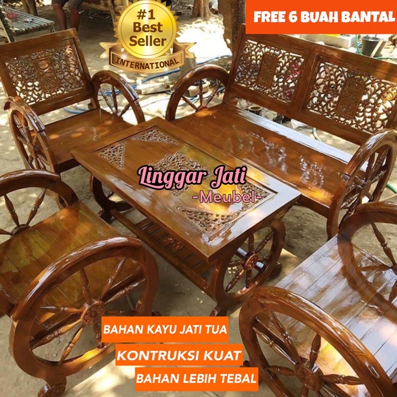 Kursi Tamu Jati Kursi Tamu Becak Roda Kursi Jati Kursi Kayu Set Tamu Jati