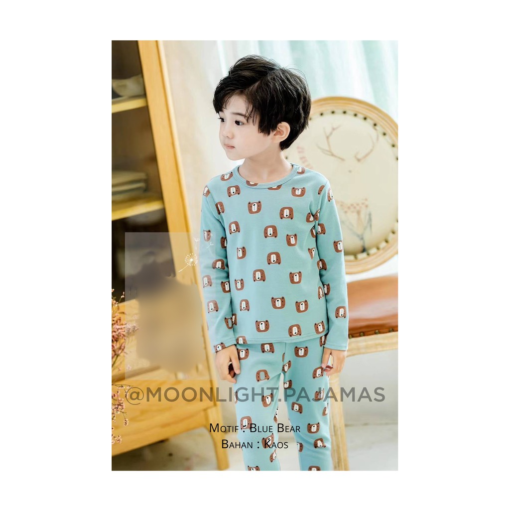 Blue Bear – Piama Anak Kaos Baju Tidur Piyama Sleepwear Moonlight Pajamas