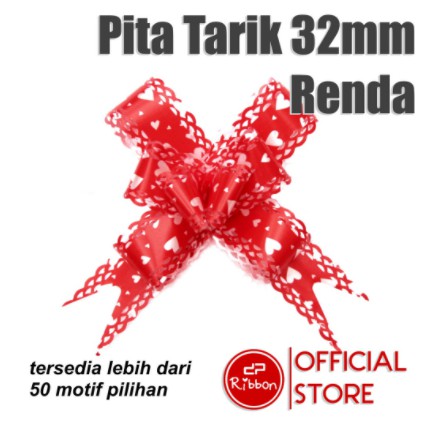 

Pita Tarik Renda 32mm Serut Besar / Hiasan / Parcel / Kado Souvenir Pull Ribbon Bow Lace 32 mm