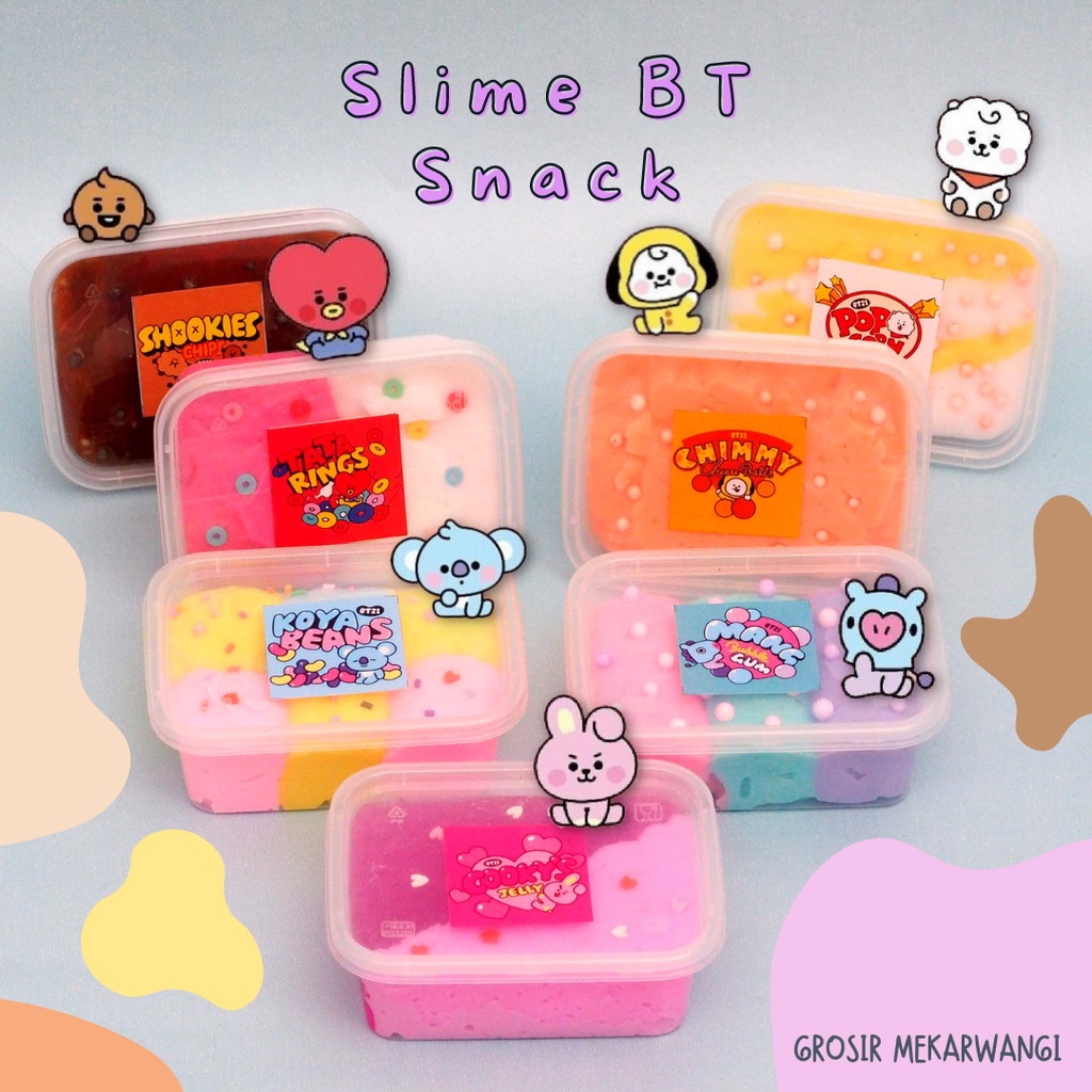 Slime BT Snack Dessert Box Slime Tofu Wangi Toping Springkels Warna Soft Kenyal Slime Fuyu Jelly