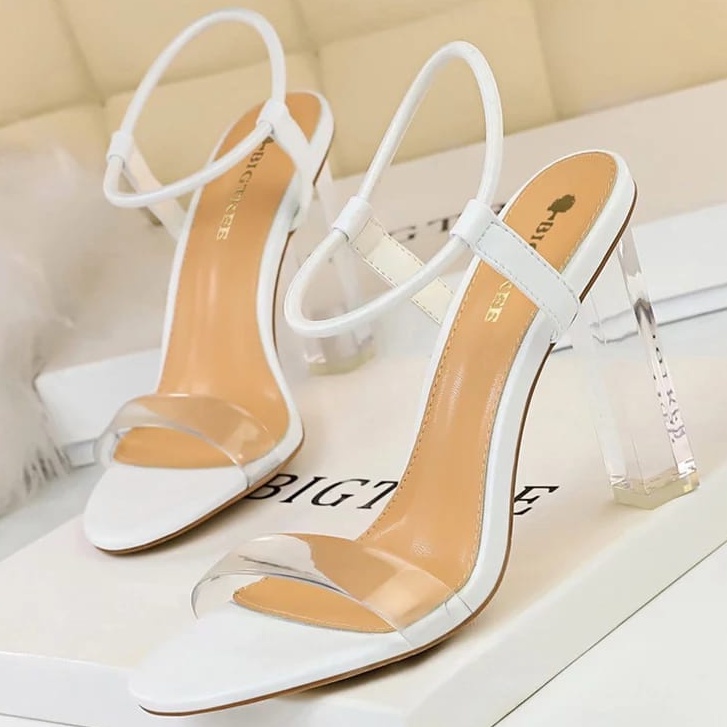 SANDAL SEPATU WANITA HAK KACA 9 CM/JELLY/KARET/SEPATU HEEL KACA 9 CM WANITA TALI KARET/BISA BAYAR DI TEMPAT/COD COCOD.IDN