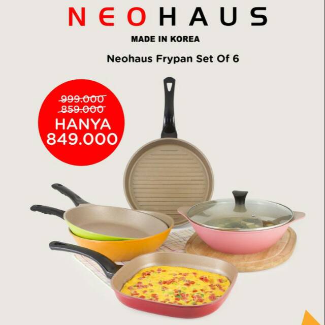 Frypan set of 6 lapisan Gold Stone Coating Neohaus