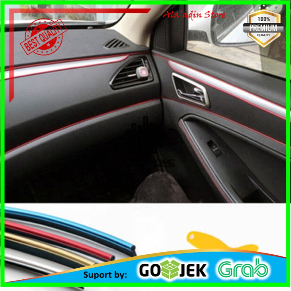 Cuci Gudang List Dashboard Trim Mobil Interior Dekorasi Lis 5 Meter Bonus Rakel