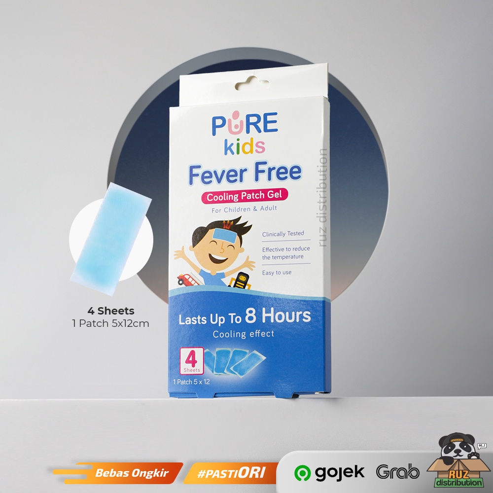Pure Kids Fever Free Cooling Patch Gel 1 Pack Isi 4pcs