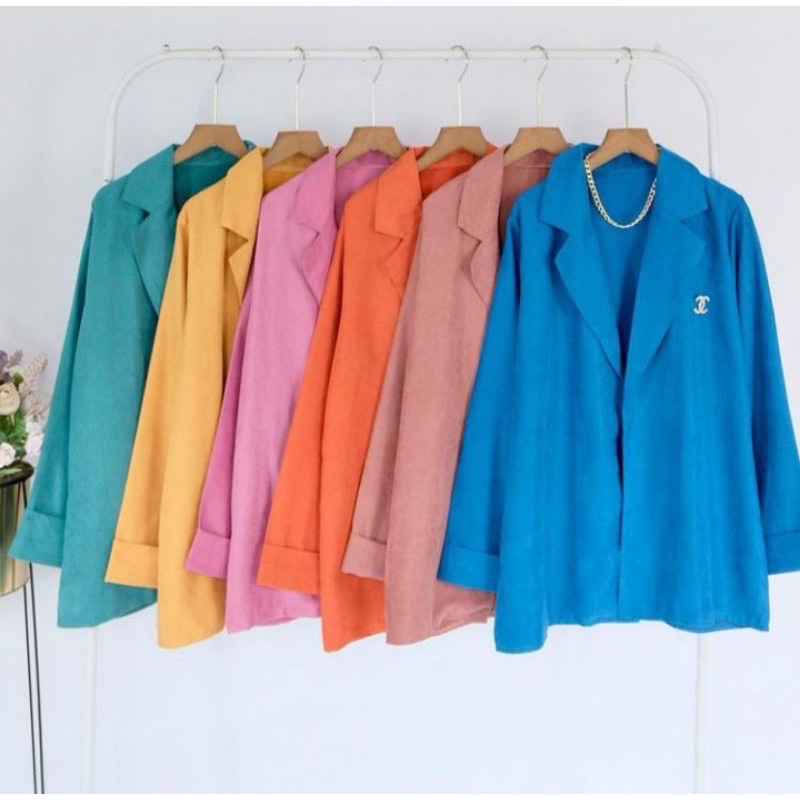 WR3850 BLAZER OUTER WANITA KEKINIAN BAHAN BABY SUEDE IMPORT