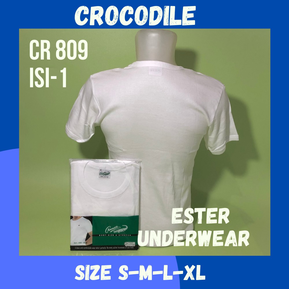 Oblong Pria O-Neck CROCODILE CR 809 PUTIH ISI 1Pcs