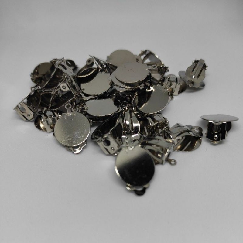 1pasang bahan craft anting jepret bulat bahan aksesoris
