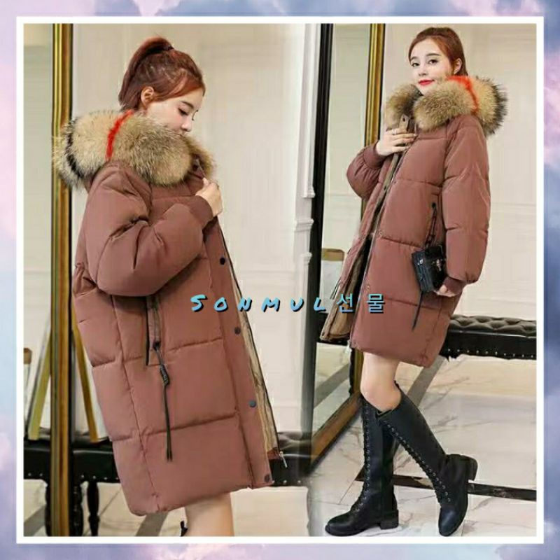 WOMAN WINTER PADDING HOODED COAT FOXY JAKET WANITA MANTEL MUSIM DINGIN