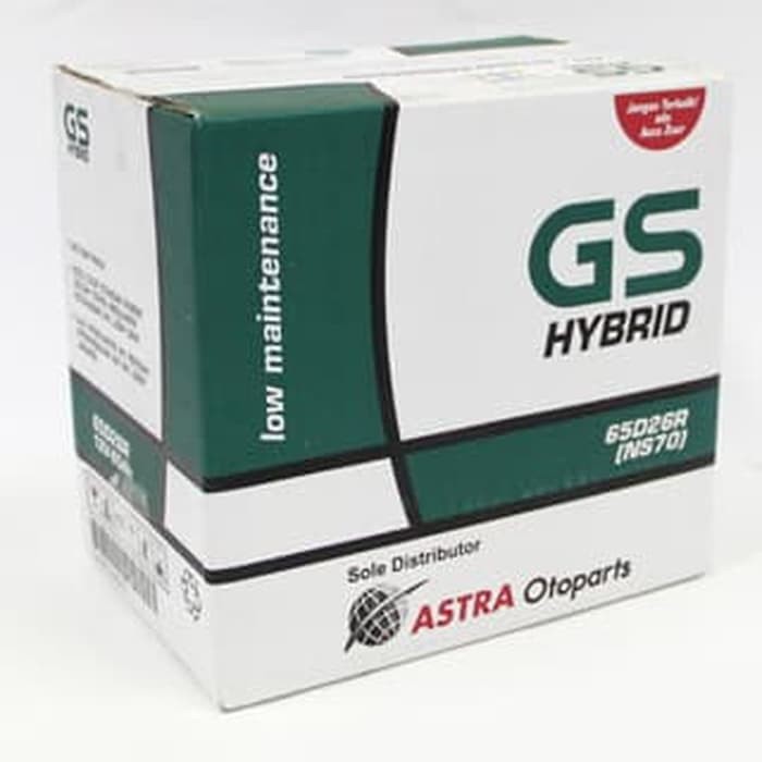 Aki GS Hybrid NS70 (65D26R) ASTRA Accu/Battery Basah Mobil 12 V 65 Ah     -KSaCJ001