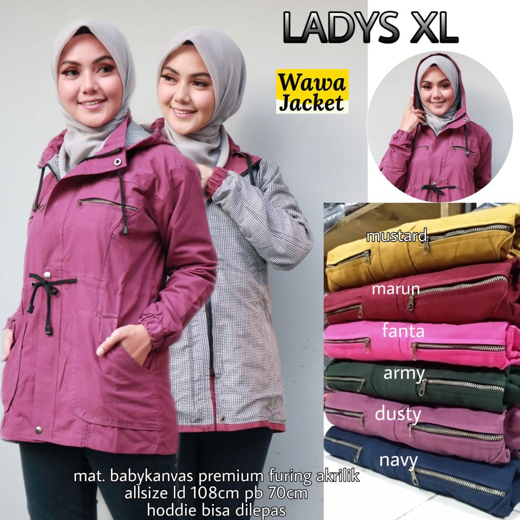 LADYS XL PARKA STYLE Jaket Outwear Waterproof Hoddie Wanita BTC