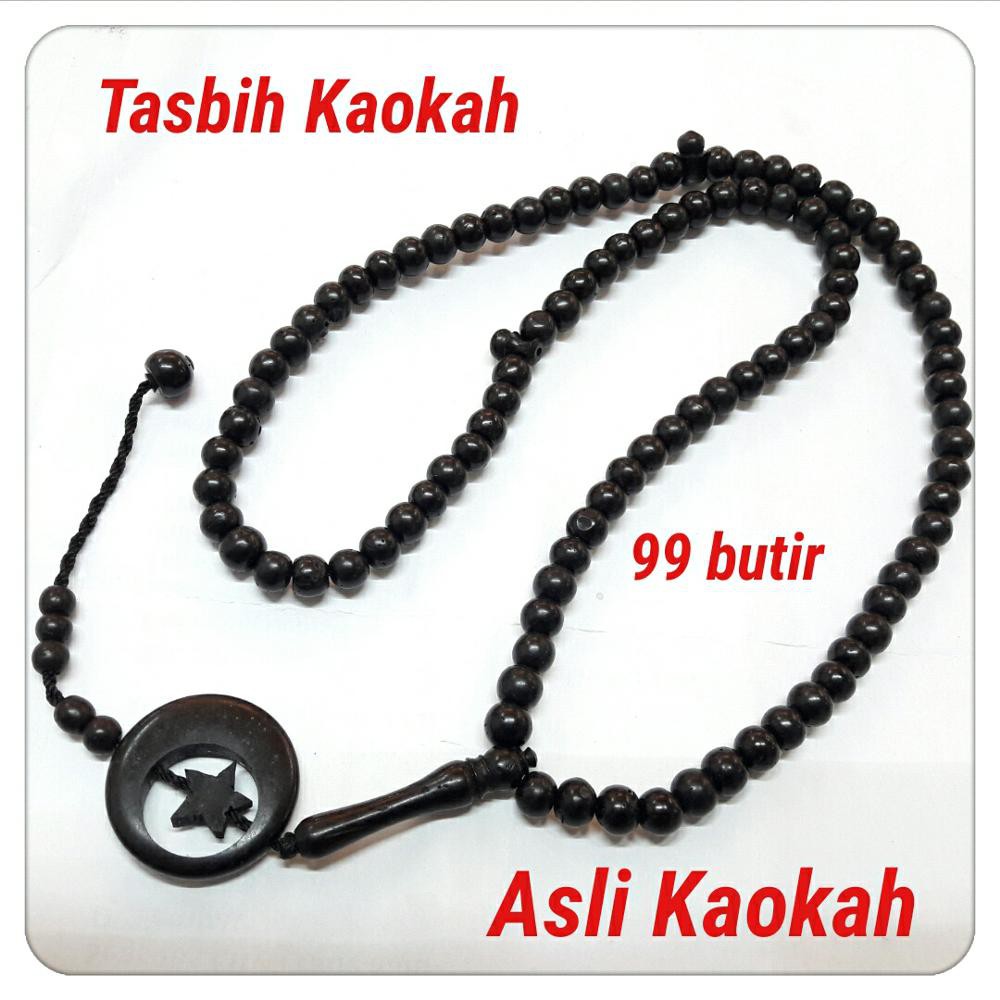 TASBIH ASLI KAYU KAOKAH TURKI. ADA 99 BUTIR DAN PEMBATAS DI TASBIH. WARNA HITAM