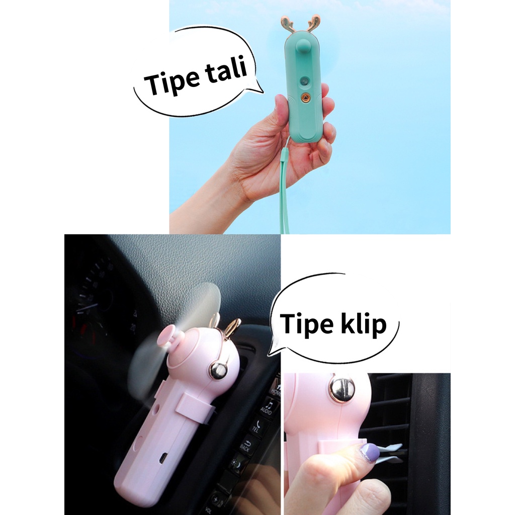 kipas angin mini nano spray mist 2in1 KP07 rechargable pocket size