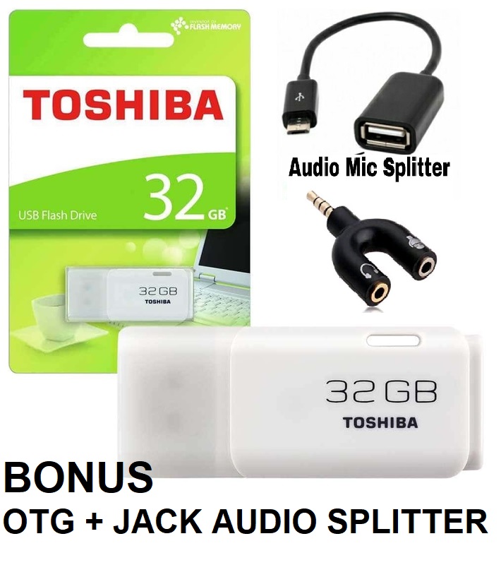 TOSHIBA FLASHDISK 32GB FREE OTG+JACK AUDIO SPLITTER FLASHDISK toshiba