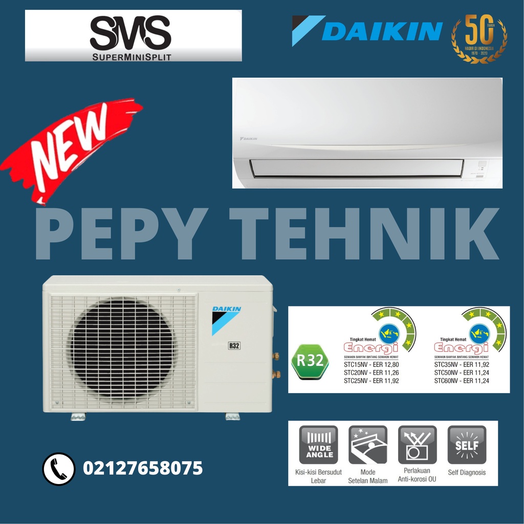 AC Daikin Standard Thailand 1/2 PK (FTC15NV14 + RC15NV14)