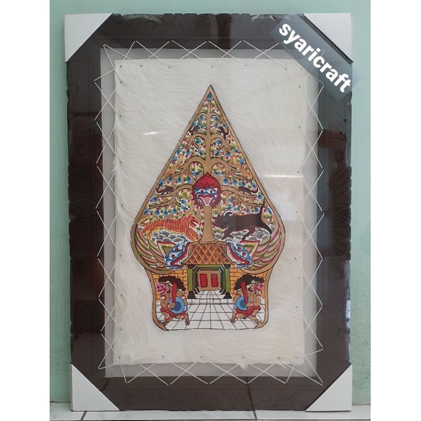 HIASAN DINDING GUNUNGAN KULIT KAMBING BINGKAI UKIR