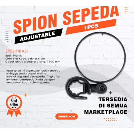 Spion Sepeda Bulat / Kaca Spion Sepeda Adjustable