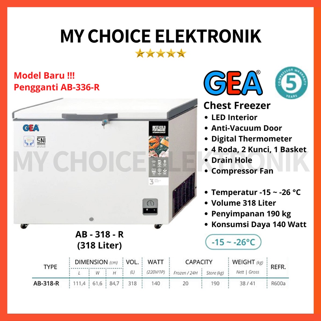 GEA Chest Freezer AB-318R [Luar Kota]