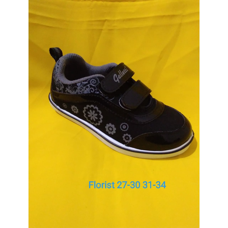 GALLETTI FLORIST SEPATU HITAM SEPATU SEKOLAH ANAK PEREMPUAN MOTIF SIMPLE SEPATU MURAH