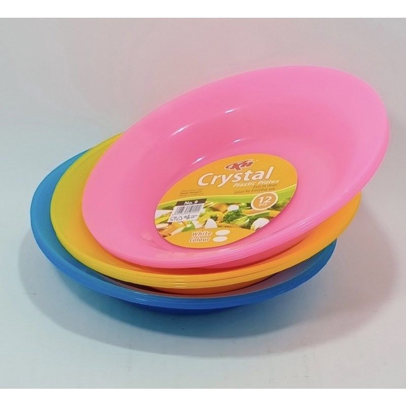 PIRING PLASTIK KH CRYSTAL 6”, 7”, 8”, 9”INCH SATUAN | PIRING MAKAN WARNA