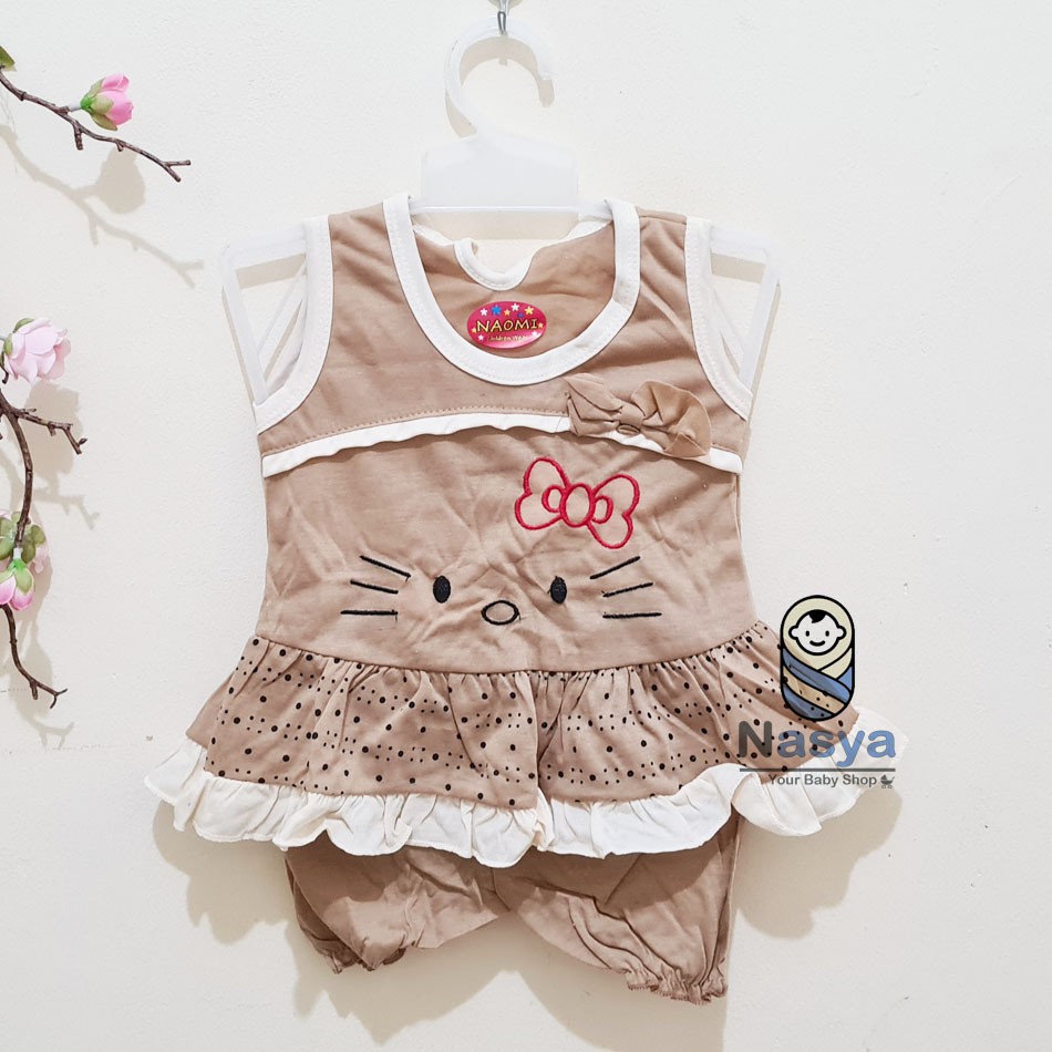 [N-032] Setelan singlet bayi perempuan lucu MURAH seri cokelat- Naomi (3-6month)