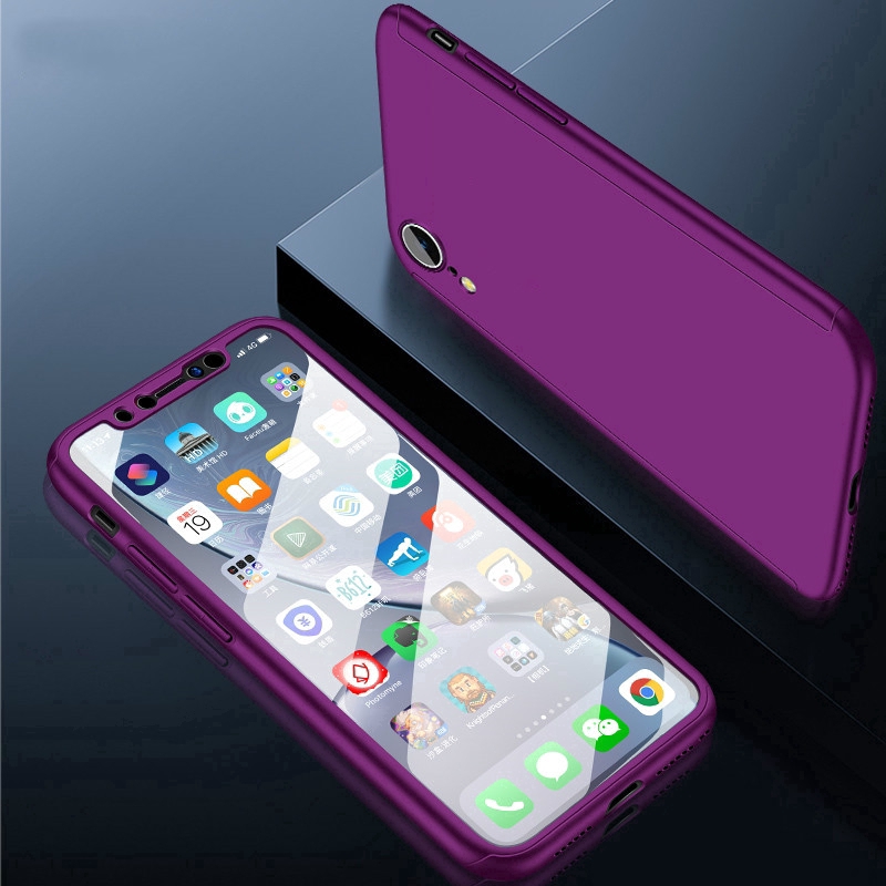 Hard Case PC + Tempered Glass Pelindung Layar Full 360 ° Untuk iPhone 5S SE 6 6S 7 8 Plus