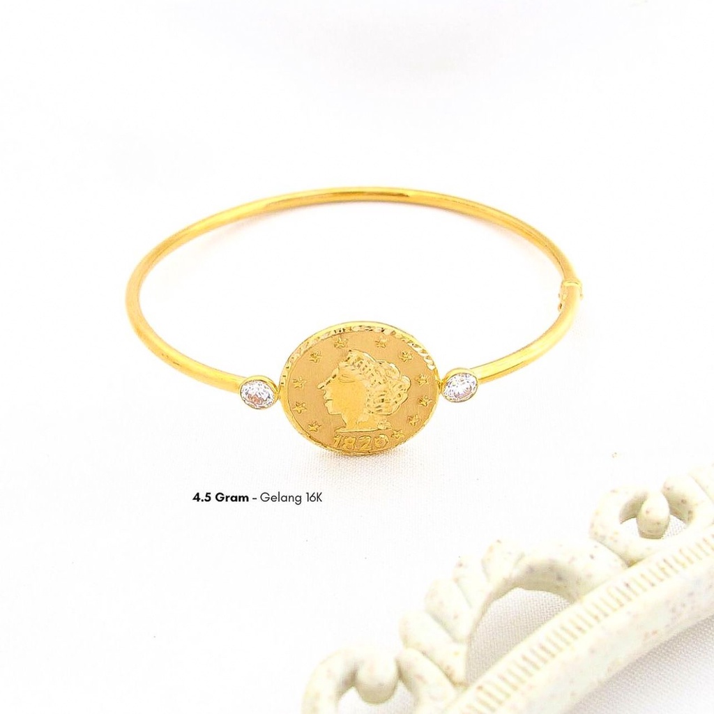 Gelang tangan anak dan dewasa emas asli kadar 700 70 16k bulat coin koin logam victorian vintage permata gold 4 gram gr g