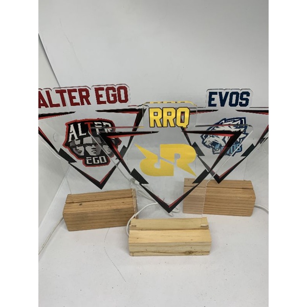 CUSTOM lampu hias akrilik akrillik 3D custom logo hadiah kado ulang tahun , tim e sposrts evos , rrq , alter ego , geek fam , genflix , gpx , aura , onic , bigetron mobile legends , MLBB ,