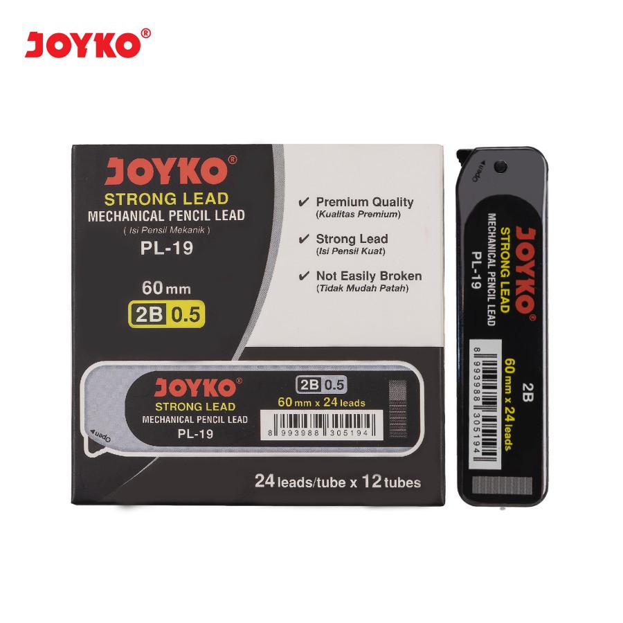 

Joyko Pencil Lead 0.5 2B / Isi Pensil Mekanik PL-19