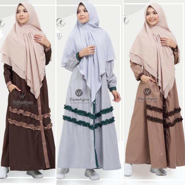 Baju gamis wanita syari busui dress muslim katun polos Urfimutiyaro Salma toyobo fashion lebaran