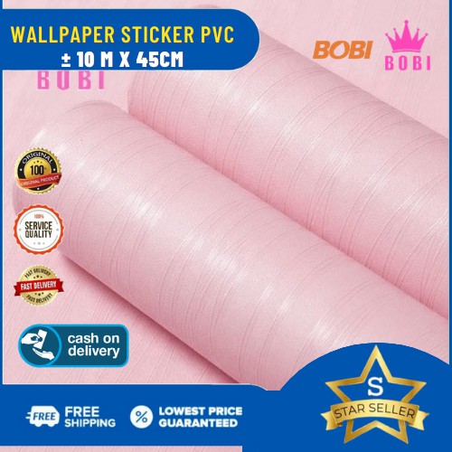 Wallpaper Sticker Motif Garis Samar Pink 81033-F3 / Wallpaper New 2020 / Ukuran 9mx45cm